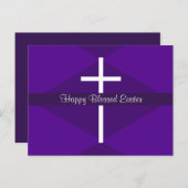 Cartes Pour Fêtes Annuelles Joyeuse Croix Blanche de Pâques Chrétien pourpre (Devant / Derrière)
