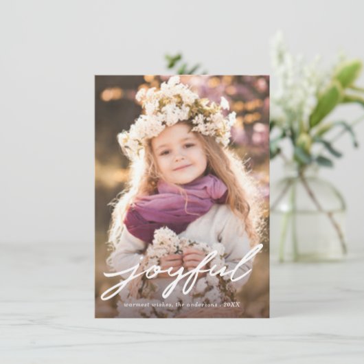 Cartes Pour Fêtes Annuelles Joyeuse écriture moderne de Noël Script photo (Debout devant)