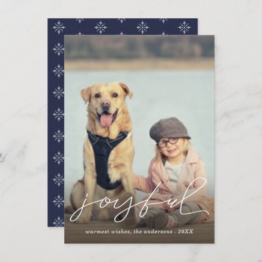 Cartes Pour Fêtes Annuelles Joyeuse écriture moderne de Noël Script photo (Devant / Derrière)