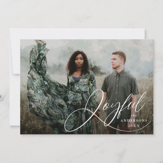 Cartes Pour Fêtes Annuelles Joyeuse Elegance Script Photo Holiday Card (Devant)