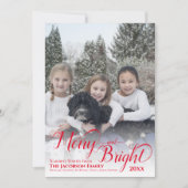 Cartes Pour Fêtes Annuelles Joyeuse et brillante calligraphie Script Photo rou (Devant)