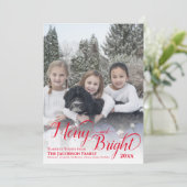 Cartes Pour Fêtes Annuelles Joyeuse et brillante calligraphie Script Photo rou (Debout devant)