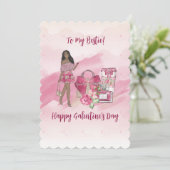 Cartes Pour Fêtes Annuelles Joyeuse femme noire de la Saint-Galentin (Debout devant)