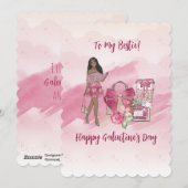 Cartes Pour Fêtes Annuelles Joyeuse femme noire de la Saint-Galentin (Devant / Derrière)