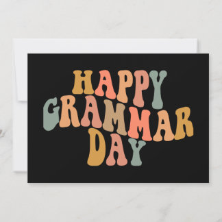 Cartes Pour Fêtes Annuelles Joyeuse Fête de la Grammaire Rétro Ondulée