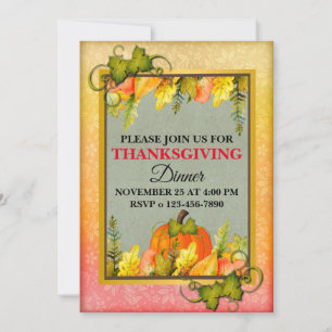Cartes Pour Fêtes Annuelles Joyeuse fête de Thanksgiving Citrouille Feuilles F