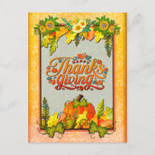 Cartes Pour Fêtes Annuelles Joyeuse fête de Thanksgiving Citrouille Feuilles F