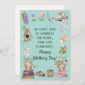 Cartes Pour Fêtes Annuelles Joyeuse Fête des Mères Aquarelle Jardin Floral (Devant / Derrière)