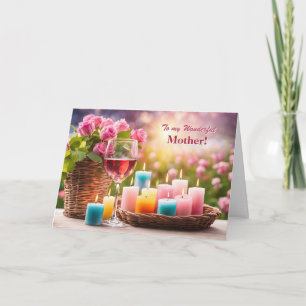 Cartes Pour Fêtes Annuelles Joyeuse fête des Mères avec de jolies bougies et r