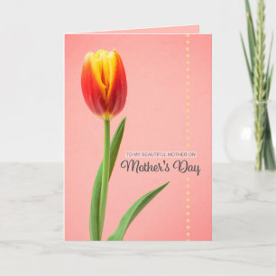 Cartes Pour Fêtes Annuelles Joyeuse Fête des Mères Belle Mère Tulipe sur Fond