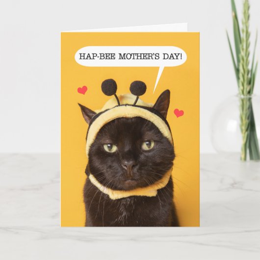 Cartes Pour Fêtes Annuelles Joyeuse fête des Mères Chat mignon avec un chapeau (Devant)
