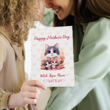 Joyeuse fête des mères Chat pastel doux