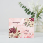 Cartes Pour Fêtes Annuelles Joyeuse Fête des mères Fleurs Rustiques Fille Rose (Debout devant)