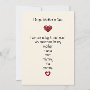 Cartes Pour Fêtes Annuelles Joyeuse fête des mères Je suis si chanceuse