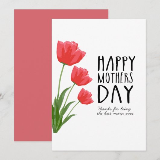 Cartes Pour Fêtes Annuelles Joyeuse Fête des mères Maman Fleur (Devant / Derrière)