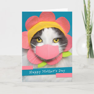 Cartes Pour Fêtes Annuelles Joyeuse fête des mères mignonne chat dans le masqu
