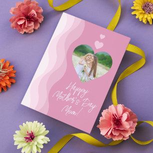 Cartes Pour Fêtes Annuelles Joyeuse Fête des Mères MOM Modern rose Heart Photo