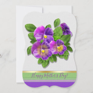 Cartes Pour Fêtes Annuelles Joyeuse fête des mères Pansy Violet Fleurs Aquarel