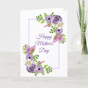 Cartes Pour Fêtes Annuelles Joyeuse Fête des Mères Purple Floral