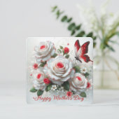 Cartes Pour Fêtes Annuelles Joyeuse Fête des Mères Roses (Debout devant)