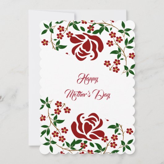 Cartes Pour Fêtes Annuelles Joyeuse Fête des mères Roses rouges Verdure fleuri (Devant)