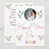 Cartes Pour Fêtes Annuelles Joyeuse fête des mères simple fleur mère et bébé p (Devant / Derrière)
