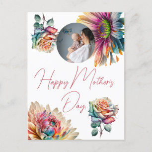 Cartes Pour Fêtes Annuelles Joyeuse fête des mères simple fleur mère et bébé p