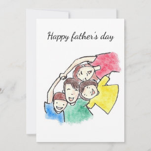 Cartes Pour Fêtes Annuelles Joyeuse fête des pères l Dessin d'enfants l Mignon