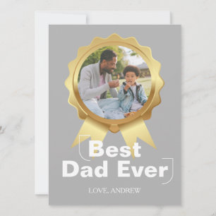 Cartes Pour Fêtes Annuelles Joyeuse fête des pères simple, médaille d'or & Pho