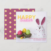 Cartes Pour Fêtes Annuelles Joyeuse Figurine de lapin de Pâques (Devant / Derrière)