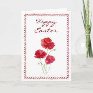 Cartes Pour Fêtes Annuelles Joyeuse Fleur de Pâques Rouge Poppy Jardin Art
