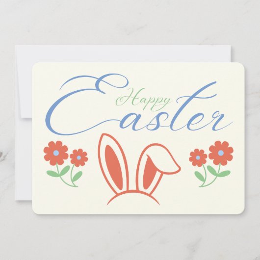 Cartes Pour Fêtes Annuelles Joyeuse Fleur d'oreille de lapin de Pâques (Devant)