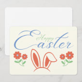 Cartes Pour Fêtes Annuelles Joyeuse Fleur d'oreille de lapin de Pâques (Devant / Derrière)