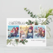 Cartes Pour Fêtes Annuelles Joyeuse forêt de Noël Berry Pinecone Photo (Debout devant)