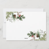 Cartes Pour Fêtes Annuelles Joyeuse forêt de Noël Berry Pinecone Photo (Dos)