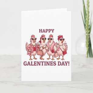 Cartes Pour Fêtes Annuelles Joyeuse Galentines Day à la bande de poules glamou