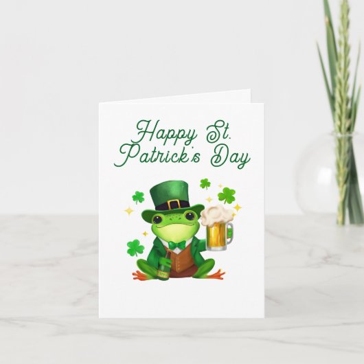 Cartes Pour Fêtes Annuelles Joyeuse grenouille de Saint Patrick avec bière (Devant)