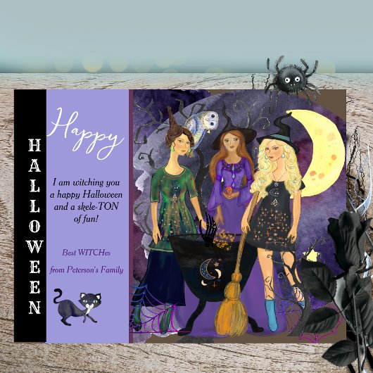 Cartes Pour Fêtes Annuelles Joyeuse Halloween 3 sorcières