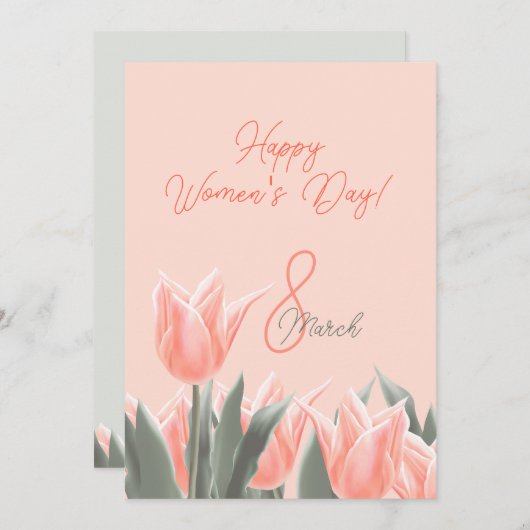 Cartes Pour Fêtes Annuelles Joyeuse journée internationale des femmes ! 8 mars (Devant / Derrière)