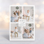 Cartes Pour Fêtes Annuelles Joyeuse & Lumineuse Verte Élégante 4 Photo<br><div class="desc">Carte de vœux de vacances simple et élégante avec texte personnalisé au verso. Pour une personnalisation plus avancée de ce design,  veuillez cliquer sur le lien de personnalisation pour changer la police,  la taille,  la couleur,  etc.</div>