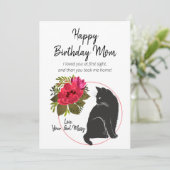 Cartes Pour Fêtes Annuelles Joyeuse maman d'anniversaire de Chat Floral (Debout devant)