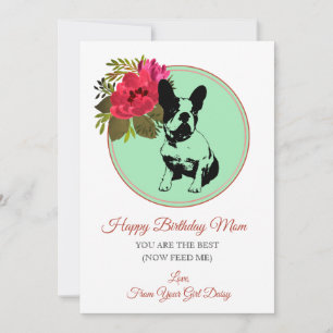 Cartes Pour Fêtes Annuelles Joyeuse Maman D'Anniversaire Du Chien French Bulld