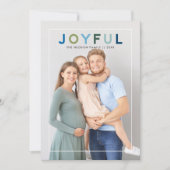 Cartes Pour Fêtes Annuelles Joyeuse Moderne Bleu Vert Lettres Photo (Devant)