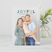 Cartes Pour Fêtes Annuelles Joyeuse Moderne Bleu Vert Lettres Photo (Debout devant)