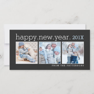 Cartes Pour Fêtes Annuelles Joyeuse nouvelle année trois photo classique noir 