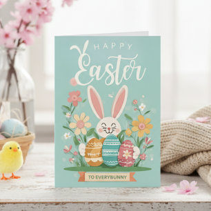 Cartes Pour Fêtes Annuelles Joyeuse Pâques À Chaque Lapin Avec Des Oeufs Pâque