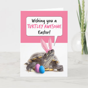 Cartes Pour Fêtes Annuelles Joyeuse Pâques Mignonne Tortue Tom Bunny Oreilles
