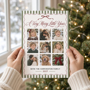 Cartes Pour Fêtes Annuelles Joyeuse petite année Ruban de Noël Photomontage