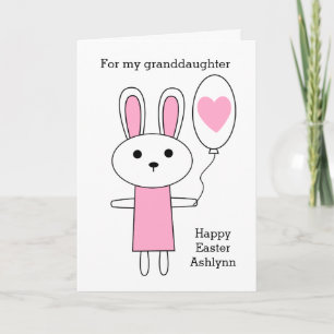 Cartes Pour Fêtes Annuelles Joyeuse petite fille de Pâques, Bunny rose