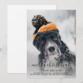 Cartes Pour Fêtes Annuelles Joyeuse photo de chien de Noël (Devant / Derrière)